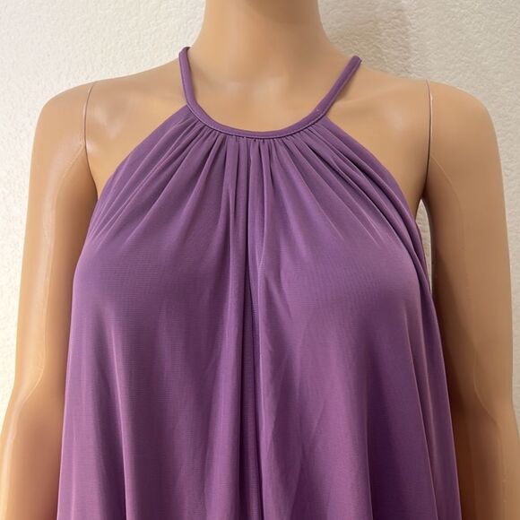 David’s Bridal Dress Sz 14 Wisteria Iris Violet Boat High Neck Tent Sheer Lined - Picture 3 of 16